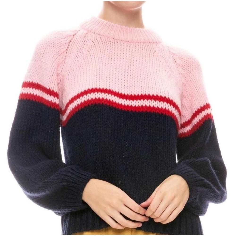 $360 XIRENA ALPACA BLEND CHUNKY KNIT APRES SKI PULLOVER SWEATER Medium